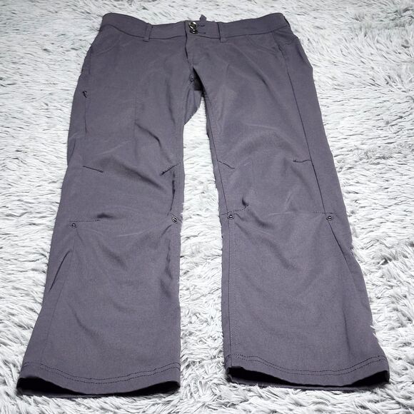 PrAna Pants Womens 6 Gray Stretch Nylon Hiking Outdoor Cargo Button Convertible - Picture 1 of 16